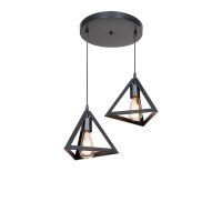 Lustra cu doua lumini Kecha plastic PP neagra 50x50x22+ cm - 1