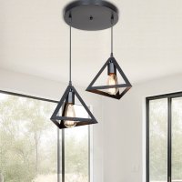 Lustra cu doua lumini Kecha plastic PP neagra 50x50x22+ cm - 2