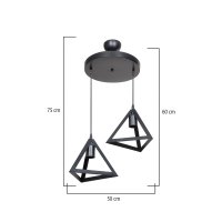 Lustra cu doua lumini Kecha plastic PP neagra 50x50x22+ cm - 3