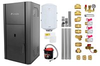 Pachet Centrala peleti Fornello Primo Pellet Black 30 kw, complet echipata pentru incalzire, pompa, vas expansiune, automatizare, kit evacuare 3.5 ml, Boiler Termoelectric Fornello 100 l, Termostat Salus 091FLRFV2, Aspirator si kit montaj - 1