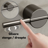 Suport Prosoape INCO® din Otel Inoxidabil, Fixare Fara Perforare, Bara Reglabila, 50 cm, Negru - 6