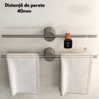 Suport Prosoape INCO® din Otel Inoxidabil, Fixare Fara Perforare, Bara Reglabila, 50 cm, Negru - 4