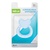 Adora jucarie pentru dentitie din silicon, forma de inima bleu, 1 bucata - 1