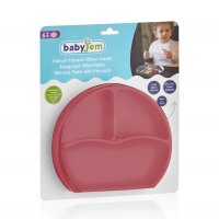 Farfurie din Silicon cu Ventuza BabyJem Roz - Compartimentata pentru Bebei - 3