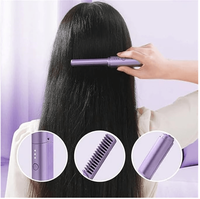 Perie Mini de Indreptat Parul Violet, 3 Trepte de Temperatura, Reincarcabila si Portabila, Ceramica 2 in 1 - 9