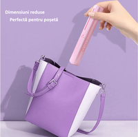 Perie Mini de Indreptat Parul Violet, 3 Trepte de Temperatura, Reincarcabila si Portabila, Ceramica 2 in 1 - 7