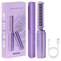 Perie Mini de Indreptat Parul Violet, 3 Trepte de Temperatura, Reincarcabila si Portabila, Ceramica 2 in 1 - 8