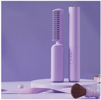 Perie Mini de Indreptat Parul Violet, 3 Trepte de Temperatura, Reincarcabila si Portabila, Ceramica 2 in 1 - 2