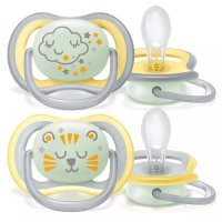 Set de suzete Philips Avent Ultra Air Fosforescent, 18 luni+, Silicon Ortodontic, Fara BPA, 2 Bucati, Multicolor - 1