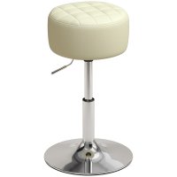 Scaun de Bar HOMCOM din Piele Ecologica PU, Ajustabil pe Inaltime, Rotire 360°, Alb - 1