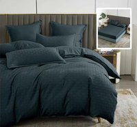Lenjerie de pat natur uni stripe 6 piese cu husa negru - 1