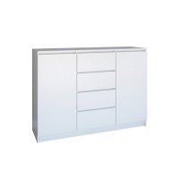 Comoda FLORA, 2 usi, 4 sertare, corp si fronturi alb, 120x40x97 cm - 1