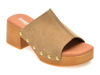 Papuci DARIA bej din piele intoarsa - confort si stil - 1