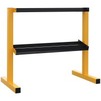 Suport pentru gantere SPORTNOW - Capacitate 270 kg, 2 niveluri, cadru din otel, galben, dimensiuni 92,5 x 50,5 x 80,5 cm - 1