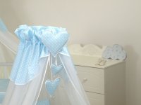 Baldachin din tul pentru patut bebe Bear Heart Blue 160 x 600 cm suport de prindere inclus - 1