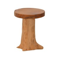 Măsuță laterală Feranto, Bej, 35x35x45 cm - Design modern din lemn masiv de tec - 2