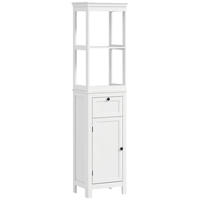 HOMCOM Dulap de baie cu 2 rafturi, 1 sertar si 1 dulap - 40 x 30 x 165 cm, alb | Aosom Romania - 1