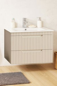 Set Baza Suspendata cu Lavoar Seria 033, 70 cm, Crem, MDF si PAL - 1
