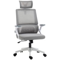 Scaun de birou Vinsetto gri, reglabil, cu spatar ergonomic din plasa si functie de inclinare - 1