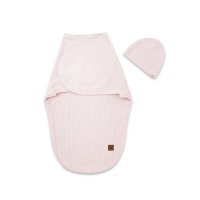 Sistem de infasare si caciulita, MimiNu, Pentru bebe, 0 - 3 luni, Leo, Din bumbac interlock certificat Oeko Tex Standard 100, Soft Powdery Pink - 1