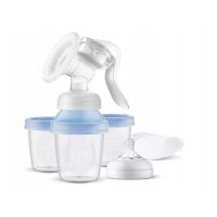Pompa manuala, Philips Avent, Cu accesorii, BPA Free, Cu recipiente de stocare incluse, Plastic, Alb - 1