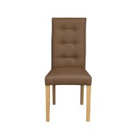 Scaun living TEO LUX, picioare lemn natur, piele ecologica cappuccino, 46x60x98 cm - 1