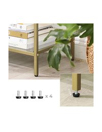 Consola eleganta Vasagle cu 3 rafturi din sticla securizata, 100 x 30 x 73 cm, model LGT27G, Auriu - 5