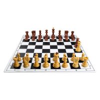 Comboset ABS Zagreb cu aspect de lemn: Piese de sah din plastic ABS cu aspect de lemn Zagreb +Tabla PVC alb  negru - 1