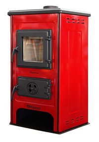 Semineu Fiama SD CORNER cu Plita din Fonta, 6 kW, Culoare Rosie - 1