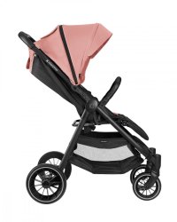Carucior pentru copii KikkaBoo Sarah Pink 2023, 0-48luni pana la 22kg cu suspensii,spatar reglabil cu pozitie somn,Maner din piele ecologica,tavita,husa de ploaie,husa picioare si suport pahar incluse - 1