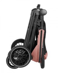 Carucior pentru copii KikkaBoo Sarah Pink 2023, 0-48luni pana la 22kg cu suspensii,spatar reglabil cu pozitie somn,Maner din piele ecologica,tavita,husa de ploaie,husa picioare si suport pahar incluse - 2