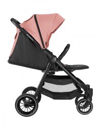 Carucior pentru copii KikkaBoo Sarah Pink 2023, 0-48luni pana la 22kg cu suspensii,spatar reglabil cu pozitie somn,Maner din piele ecologica,tavita,husa de ploaie,husa picioare si suport pahar incluse - 3