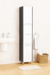 Dulap baie seria 020, 3 usi, alb + antracit, 30x30x180 cm - 1