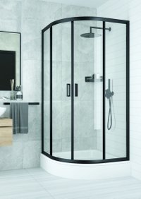 Cabina de dus remirotunda cu cadru negru, 100x100x190 cm - 4