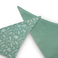 Set de 2 bandane din muselina cu strat dublu Baboo Verde pentru nou-nascuti - 1