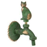 Robinet decorativ 1/2" din alama cu finisaj Pisica, verde antic, dublu serviciu - 1