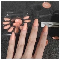 Set 24 unghii false Technic Squareletto in nuanta Pastel Coral cu adeziv - 2