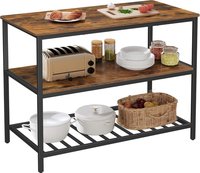 Raft de bucatarie tip insula, cadru de otel cu 3 nivele, stil industrial, 60x120x90cm, maro - 6