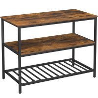 Raft de bucatarie tip insula, cadru de otel cu 3 nivele, stil industrial, 60x120x90cm, maro - 1
