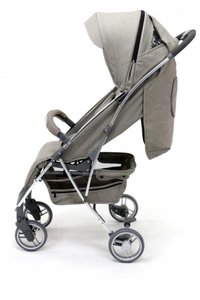Carucior Asalvo Cotton Bej, spatar reglabil, mod inclinare completa, suport pentru picioare reglabil, rotire 360 grade pe rotile din fata - 5
