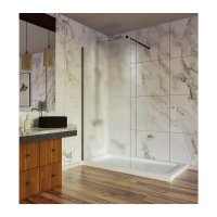 Perete dus walk-in din sticla sablata 8 mm cu profil negru mat, tija extensibila 120 x 200 cm - 2