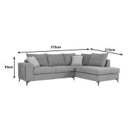 Coltar dreapta Montana tesatura gri si perne gri deschis 275x215x93 cm - 4