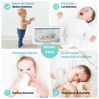 Baby Monitor WiFi 2in1 cu Camera Audio-Video Multi View, UltraHD/5” Night Vision, Aplicatie Telefon, Rotire 355°/90° - 5