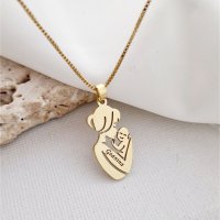 Lantisor Personalizat Mama&Bebe - Pandantiv din Argint 925 cu Placare de Aur Galben 18K - 1