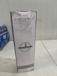 Set resigilat cu 12 ustensile de gatit din silicon, manere din bambus, gri, incomplet #001 - 1