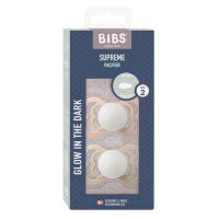 Set 2 suzete BIBS Supreme Fosforescente GLOW din Silicon, tetina simetrica, 6 luni+ - 1