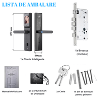 Yala inteligenta Wireless cu camera video, control de la distanta WiFi, broasca inclusa, Aplicatie,Card, Amprenta,Parola - 1