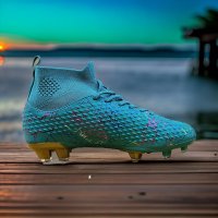 Ghete de fotbal Sky Wing 9701, cu glezna inalta si crampoane, verzi - 1