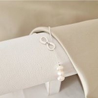 Lantisor cu Perle - Eternitate cursiva - Model lariat cu infinit - Argint 925 - 1