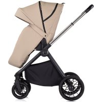 Carucior pentru copii Chipolino Encanto 3 in 1 tiramisu cu spatar reglabil, suspensii, bara detasabila, suport piciare ajustabil, maner reglabil si accesorii - 2